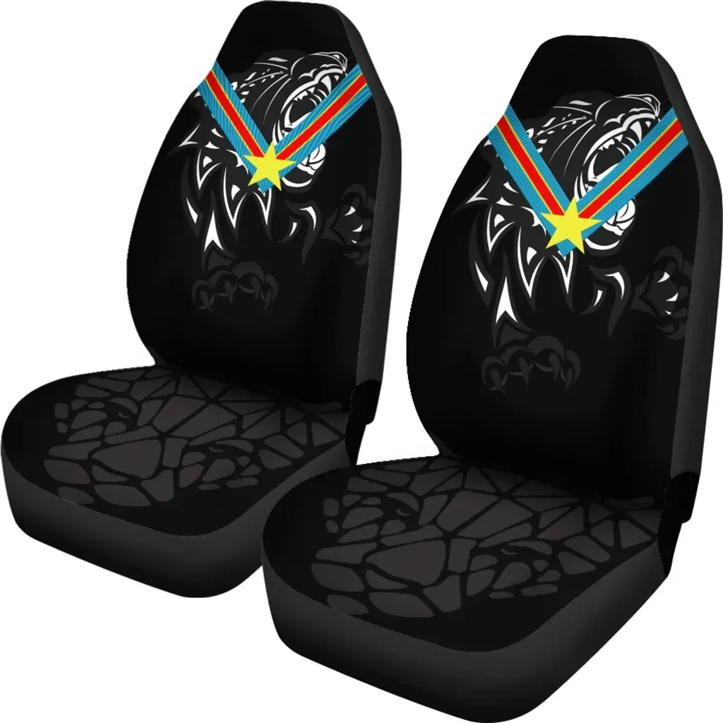 Car Seat Covers Africa Congo Flag Color With Leopards