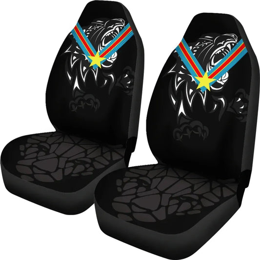 Car Seat Covers Africa Congo Flag Color With Leopards