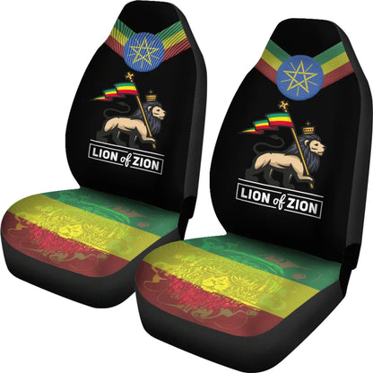 Africa Car Seat Cover Ethiopia Lions Flag Color