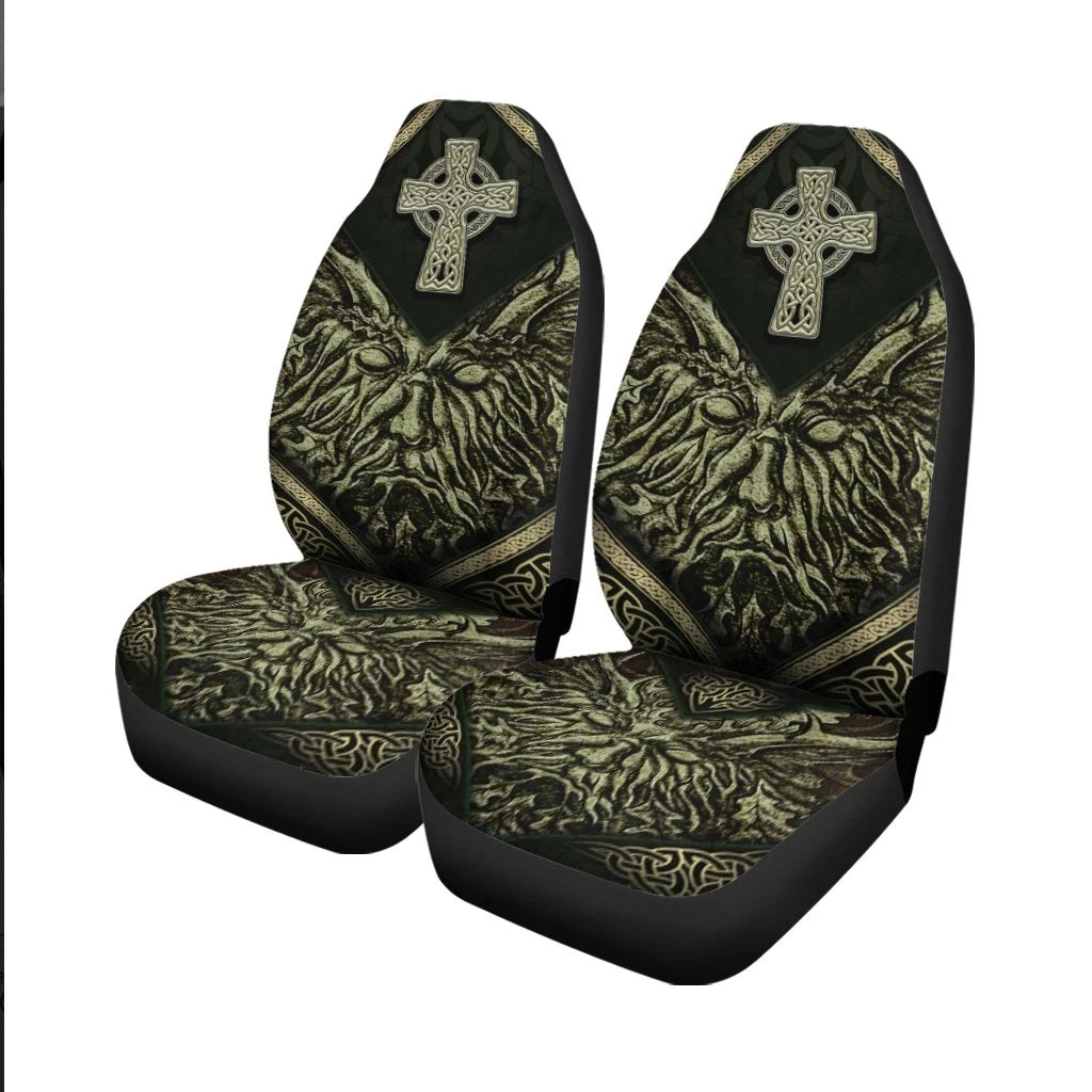 Celtic Green Man Car Seat Cover Vintage Green Man With Celtic Cross