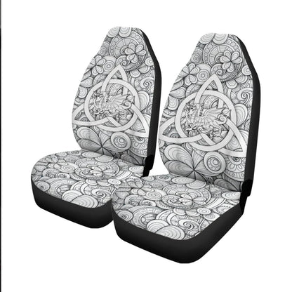 Celtic Wales Car Seat Cover Dragon White Wales With Triquetra Celtic Symbol