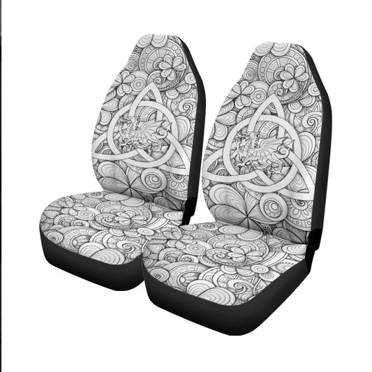 Celtic Wales Car Seat Cover Dragon White Wales With Triquetra Celtic Symbol