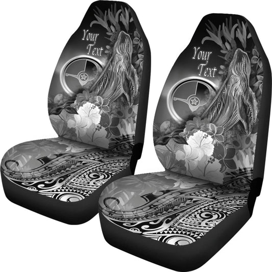 Custom Yap Car Seat Covers Humpback Whale With Tropical Flowers White