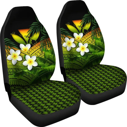 Kanaka Maoli Hawaiian Car Seat Covers Polynesian Plumeria Banana Leaves Reggae