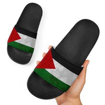 Palestine Flag Slide Sandals Coat Of Arms