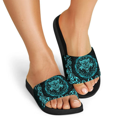 Slide Sandals Fenrir Viking Cyan 3D