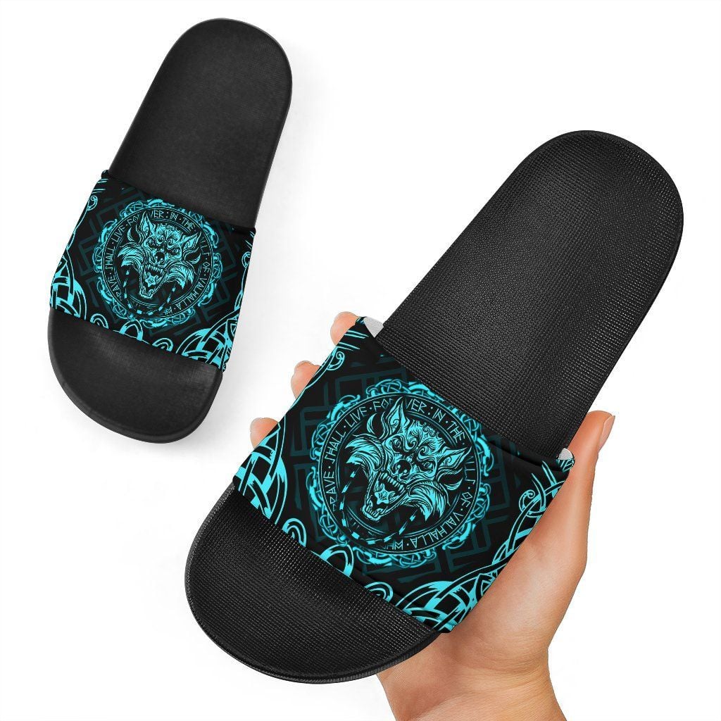 Slide Sandals Fenrir Viking Cyan 3D