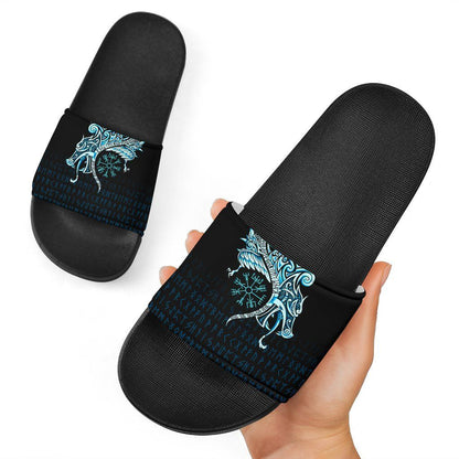 Viking Slide Sandals Raven Tattoo And Vegvisir