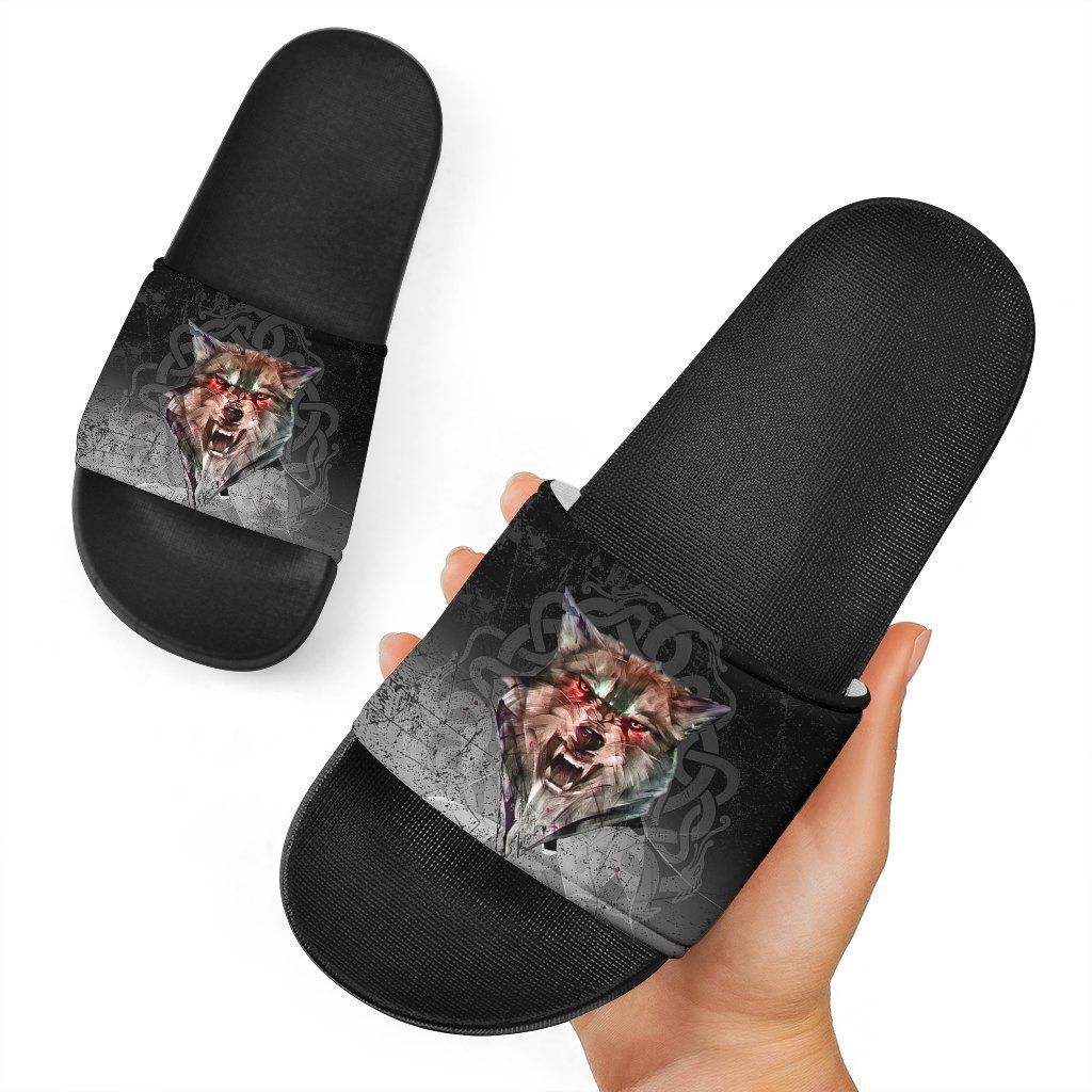 Viking Slide Sandals Fenrir Norse Wolf