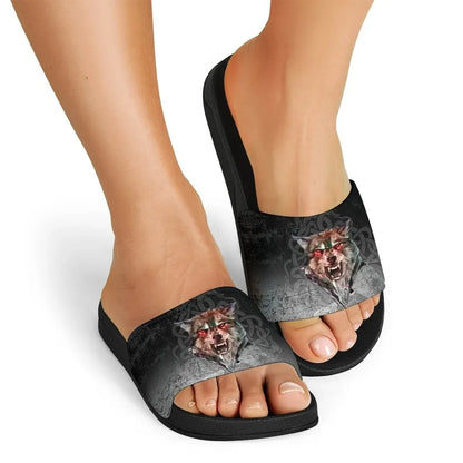 Viking Slide Sandals Fenrir Norse Wolf