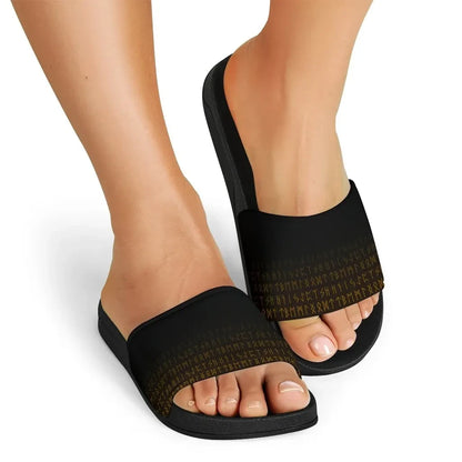 Vikings Slide Sandals Raven Tattoo Style Gold