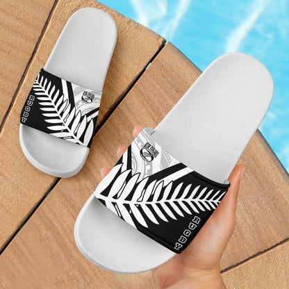New Zealand Rugby White Slide Sandals New Zealand Fern & Maori Patterns