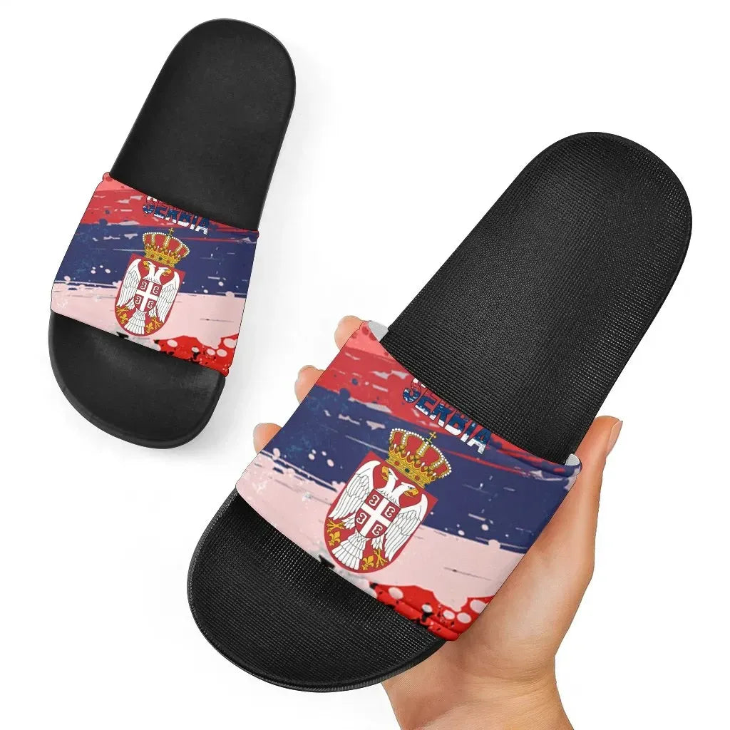 Serbia Slide Sandals Serbia National Flag and Emblem