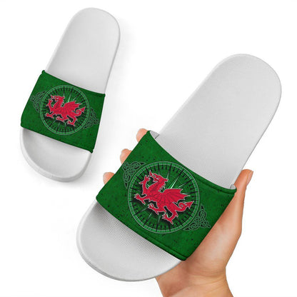 Wales Celtic Slide Sandals Celtic Compass With Welsh Dragon