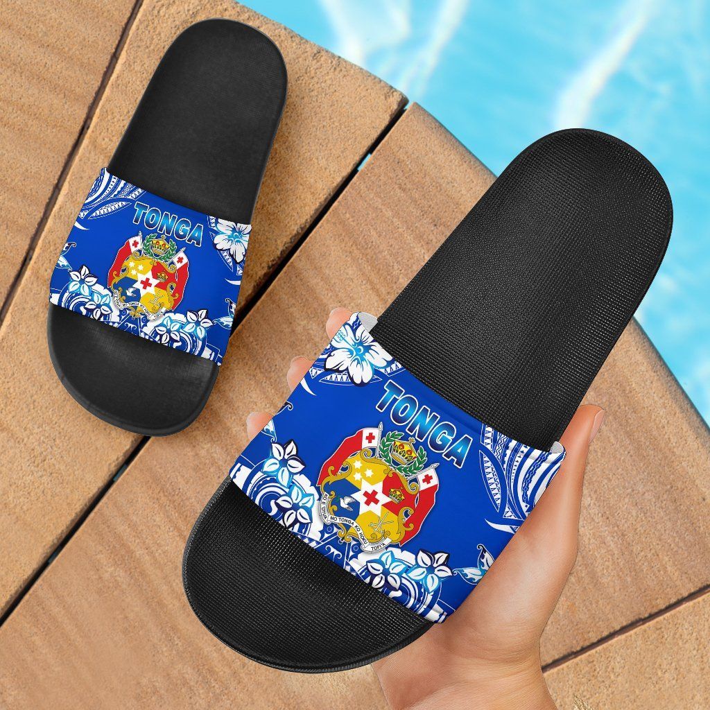 Mate Ma'a Tonga Rugby Slide Sandal Polynesian Unique Vibes Blue