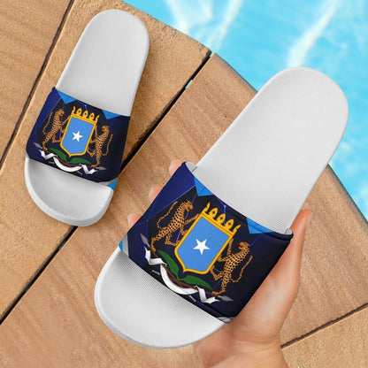 Somalia Slide Sandals Coat of Arms Somalia With Leopard