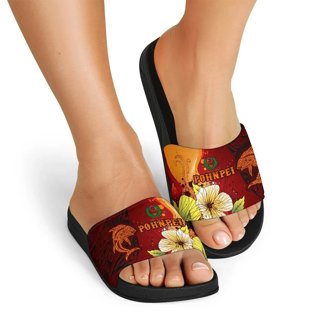 Pohnpei Slide Sandals Tribal Tuna Fish