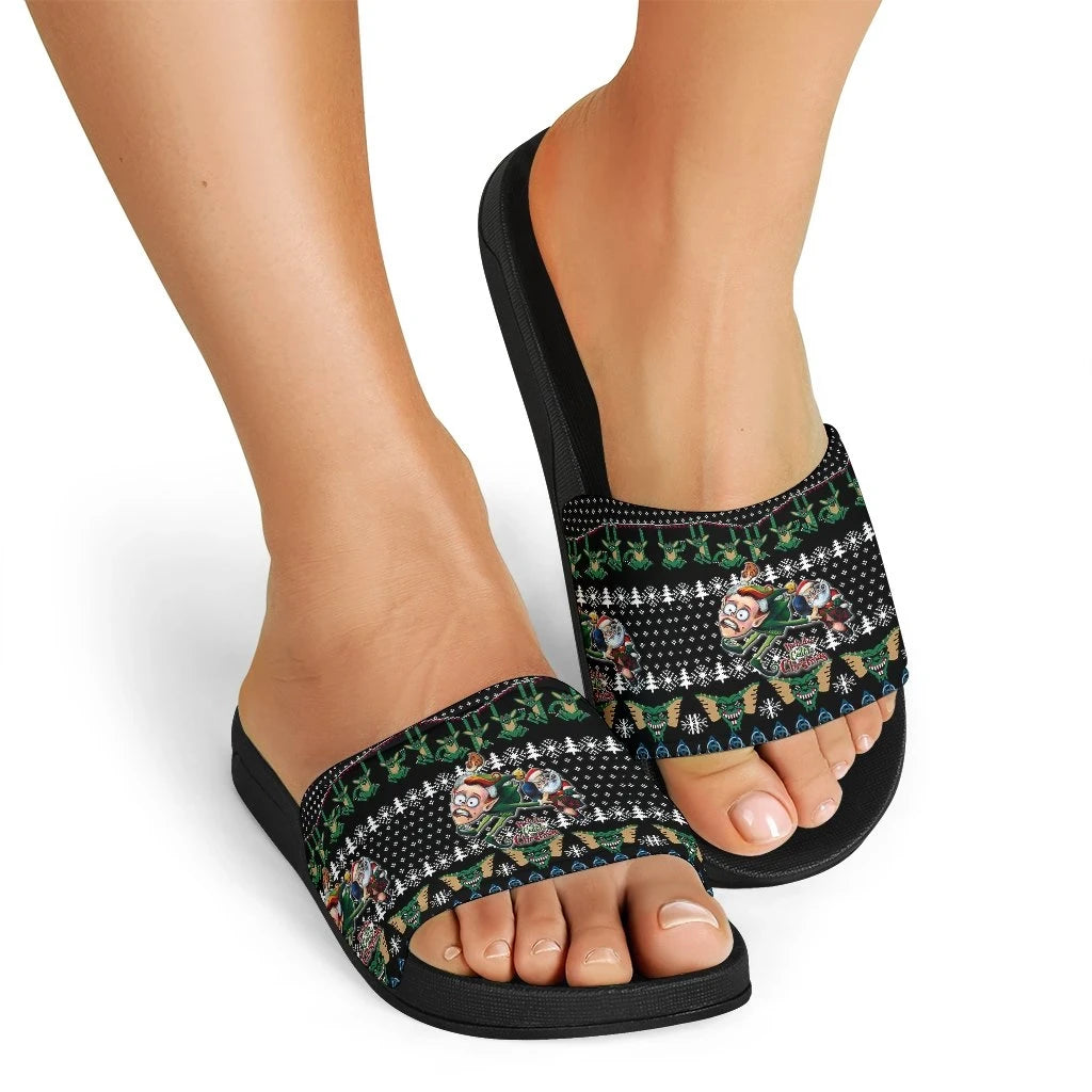 Celtic Ugly Christmas Slide Sandals Kick Ass Xmas Ho Ho Ho