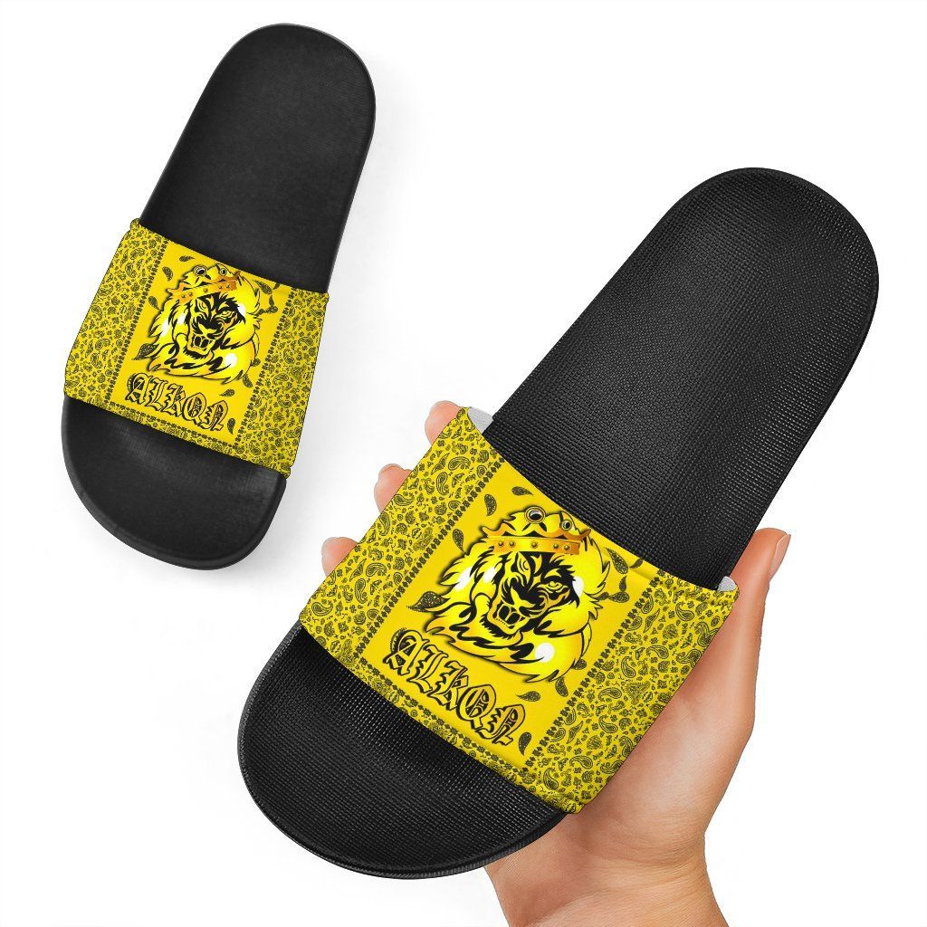 Latin Kings Lion Slide Sandals Yellow Bandana