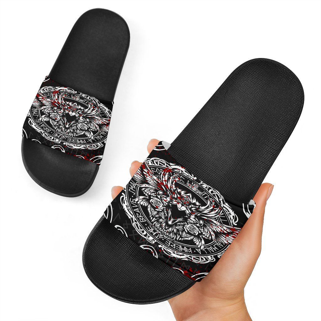 Viking Raven Blood Slide Sandals