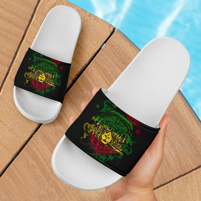 Ethiopia Slide Sandals Ethiopia Coat of Arms With Lion Reggae