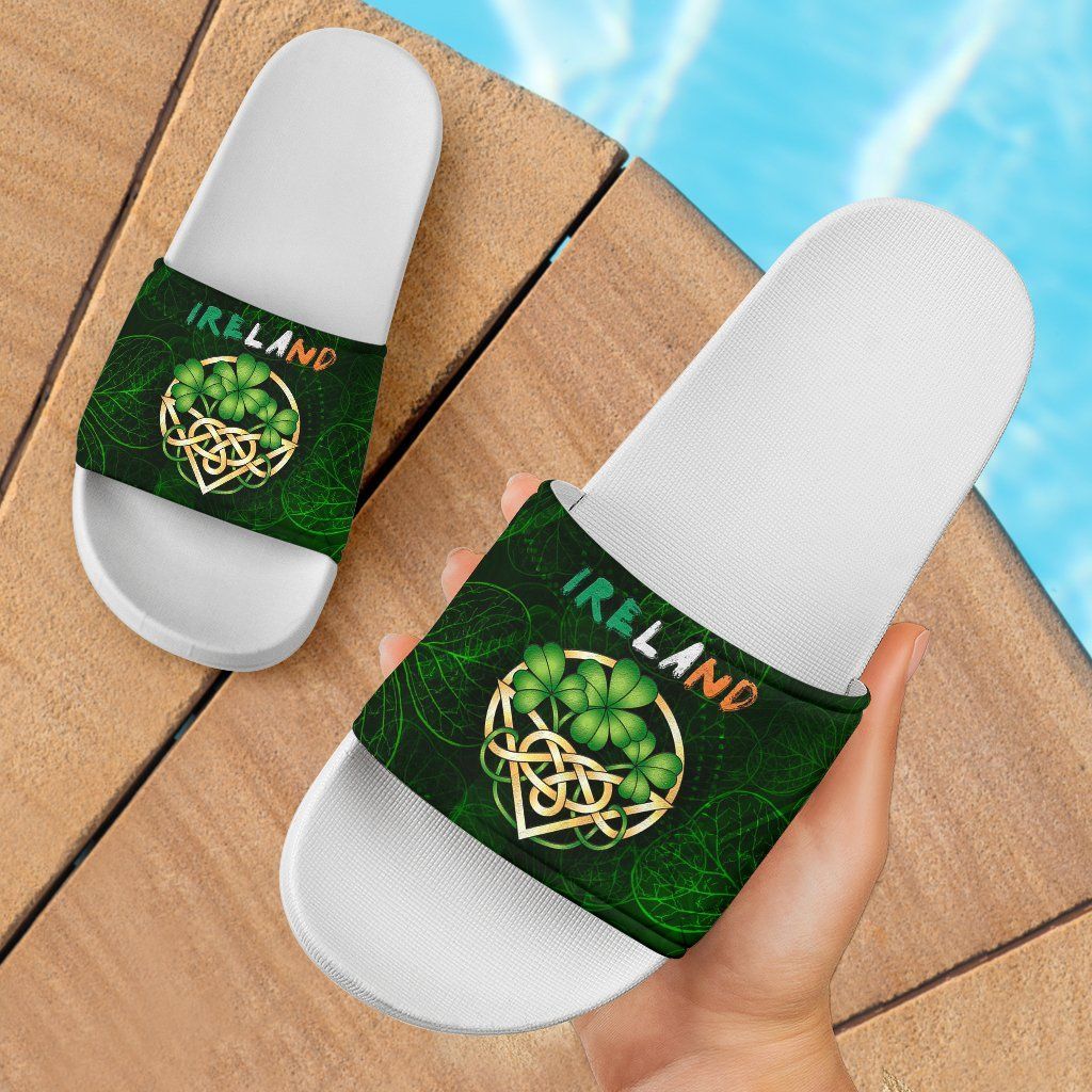 Ireland Celtic Slide Sandals Irish Shamrock White