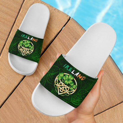 Ireland Celtic Slide Sandals Irish Shamrock White