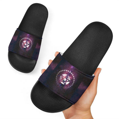 Celtic Wicca Slide Sandals Moon Phases Wicca with Pentagram