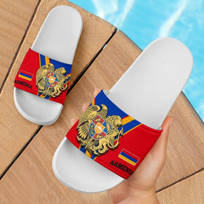 Armenia Slide Sandals Armenian Pride White