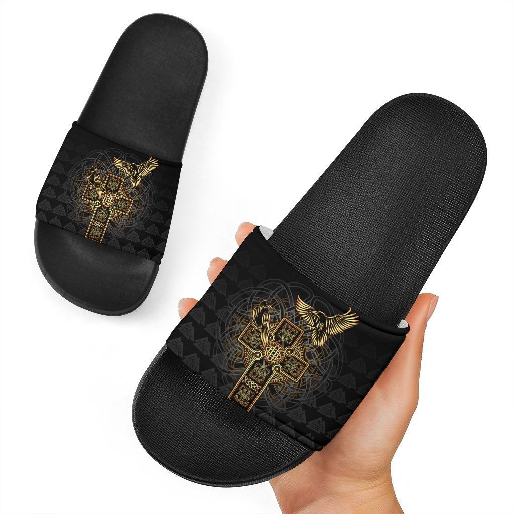 Viking Odin's Celtic Raven Tattoo Slide Sandals