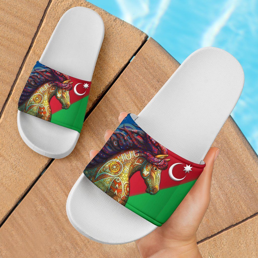 Azerbaijan Pride and Heritage Slide Sandals Happy Independence Day