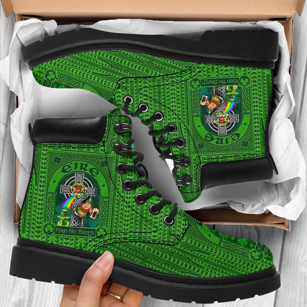 Ireland St. Patrick's Day All Season Boots Leprechaun with Celtic Claddagh Ring Cross
