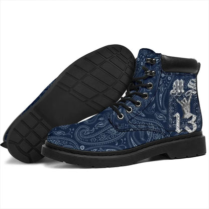 MS 13 Gang All Season Boot Blue Bandana Pattern