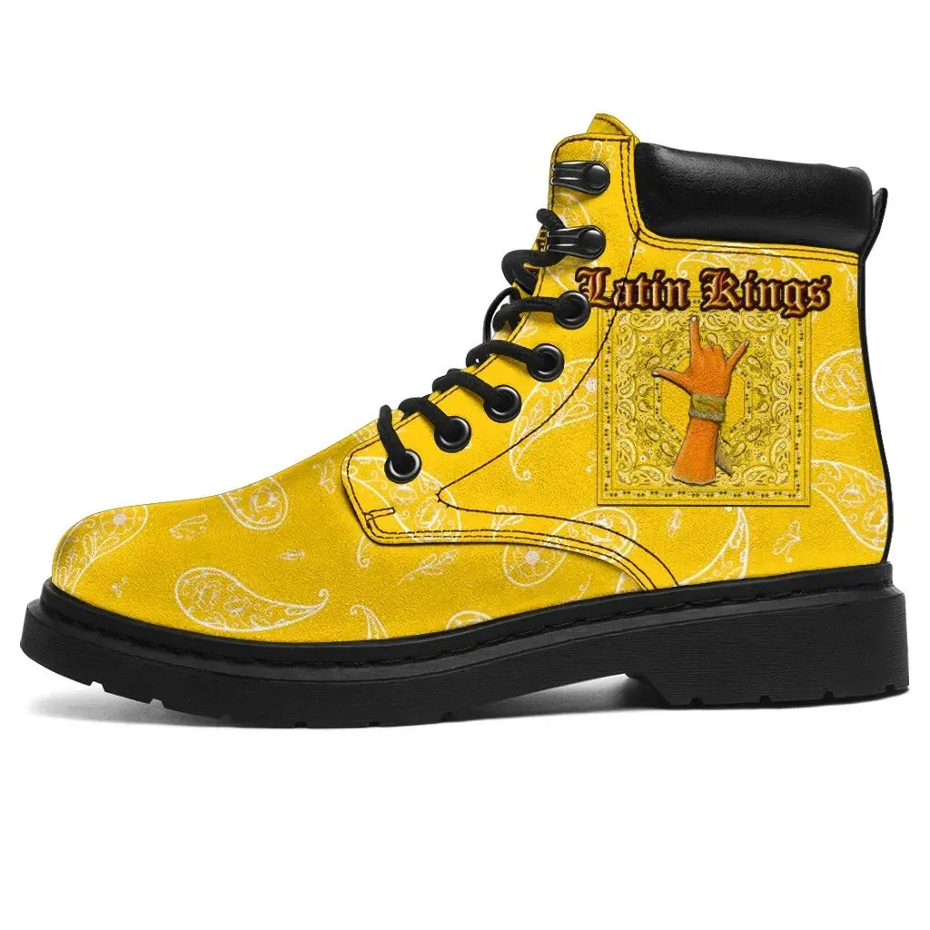 Latin Kings Gang All Season Boot Yellow Bandana Pattern