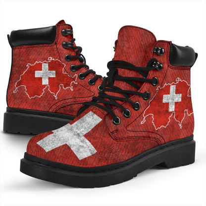 Switzerland All Season Boots Map Flag