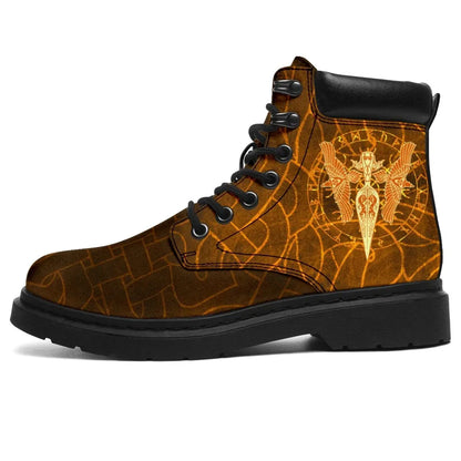 Viking All Season Boots Gold Spear Of The God Odin Gungnir And Two Gold Ravens Style