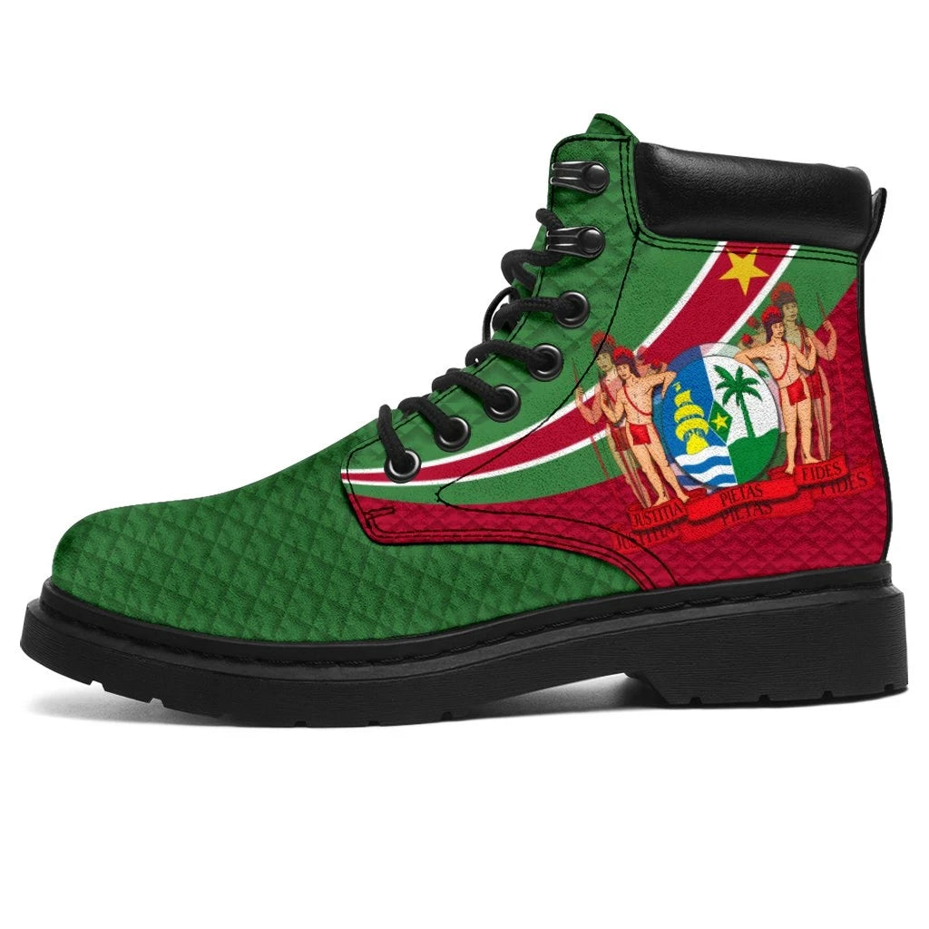 Suriname All Season Boots Suriname Coat Of Arms and Flag Color