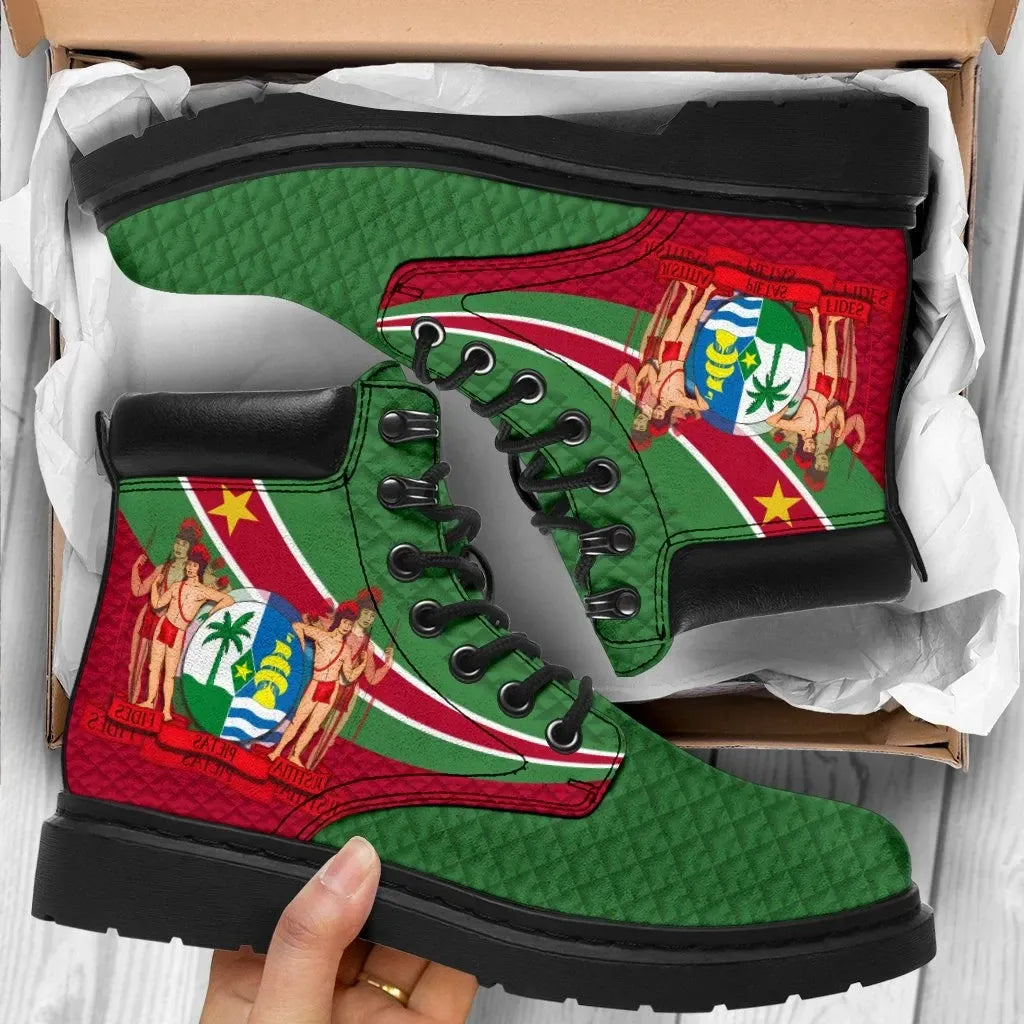 Suriname All Season Boots Suriname Coat Of Arms and Flag Color