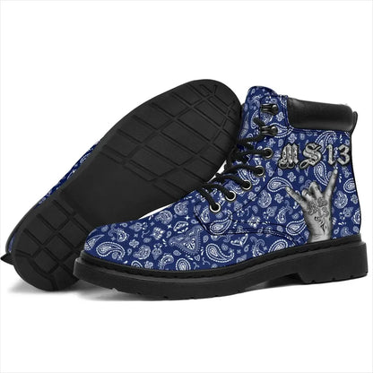 MS 13 All Season Boots Blue Bandana
