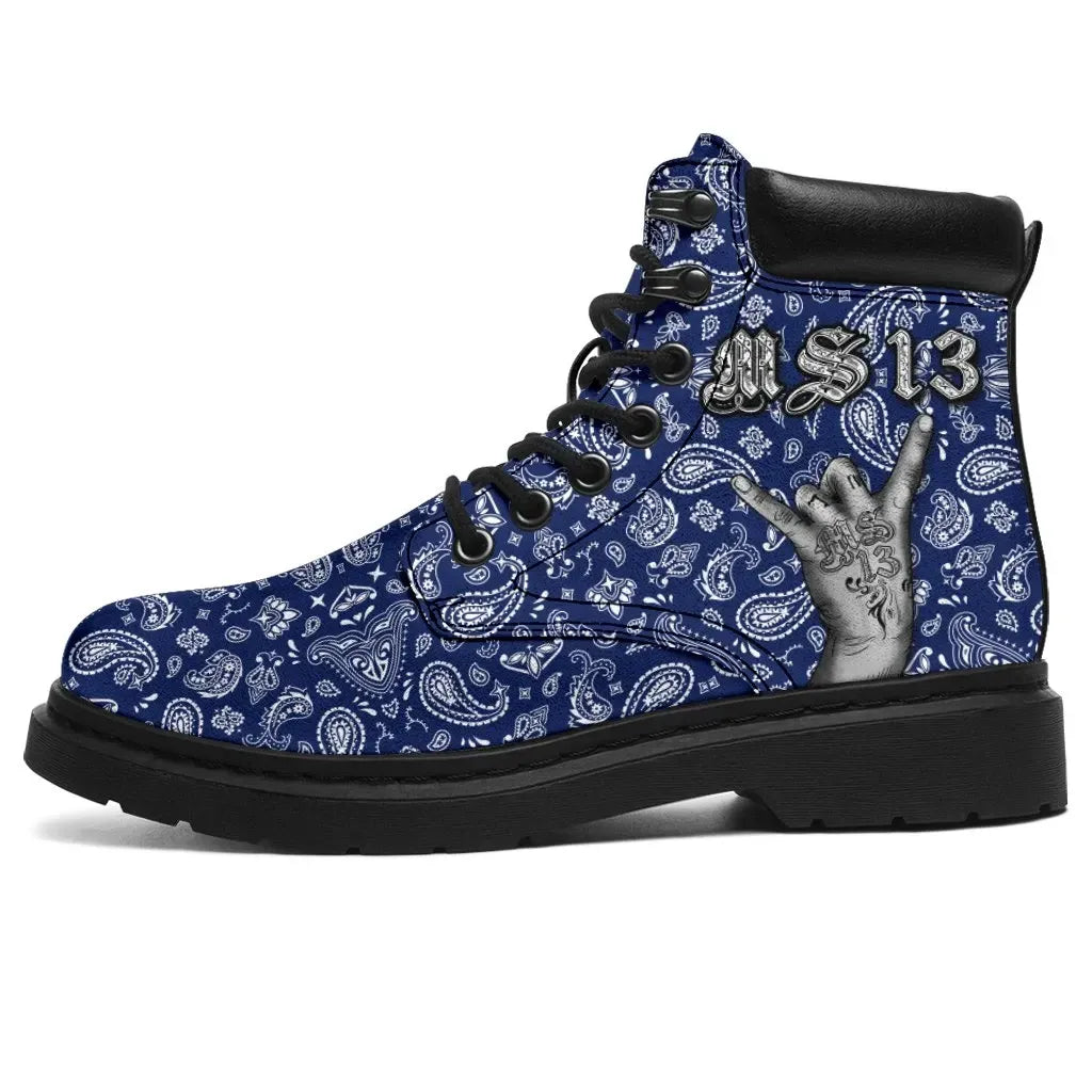 MS 13 All Season Boots Blue Bandana