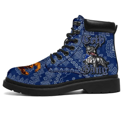 Crips Gang Bulldog All Season Boots Blue Paisley