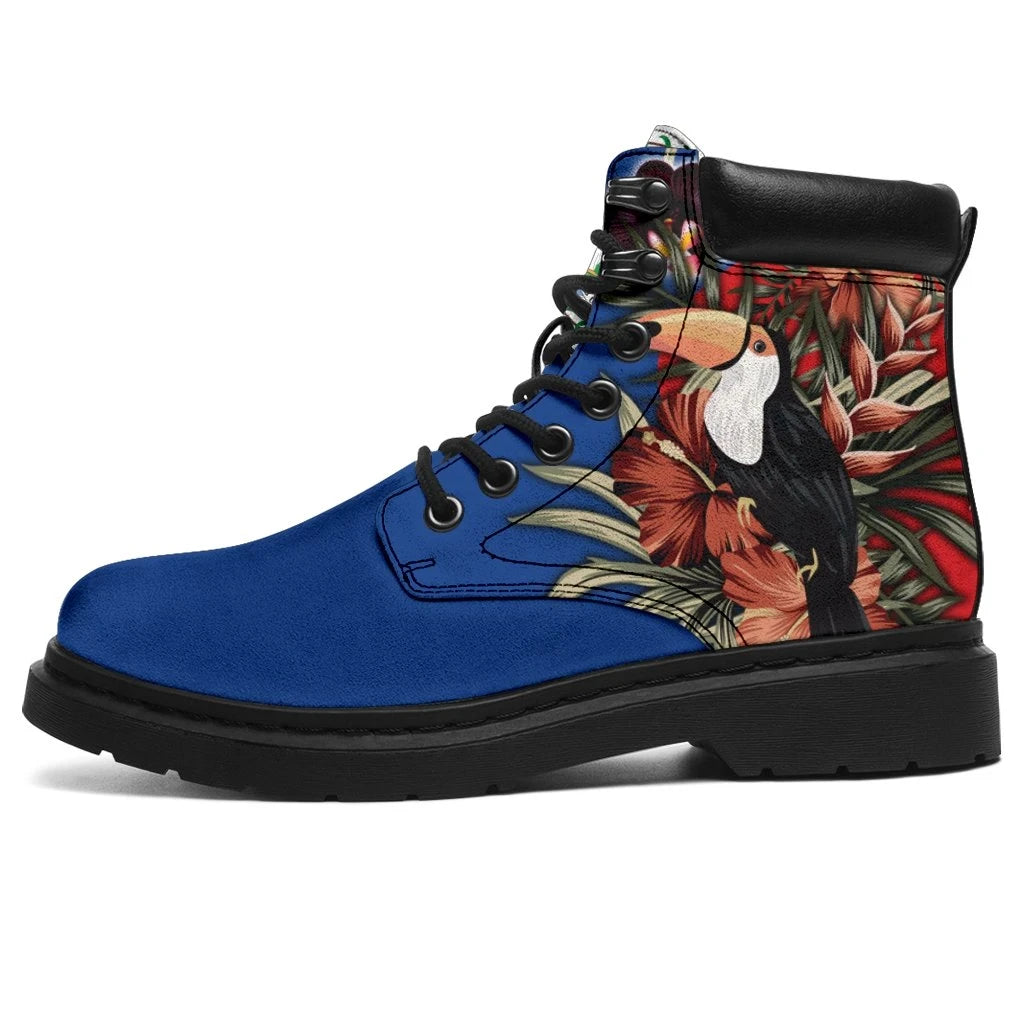 Belize All season Boots Belize National Flag with Toucan and Black Orchid