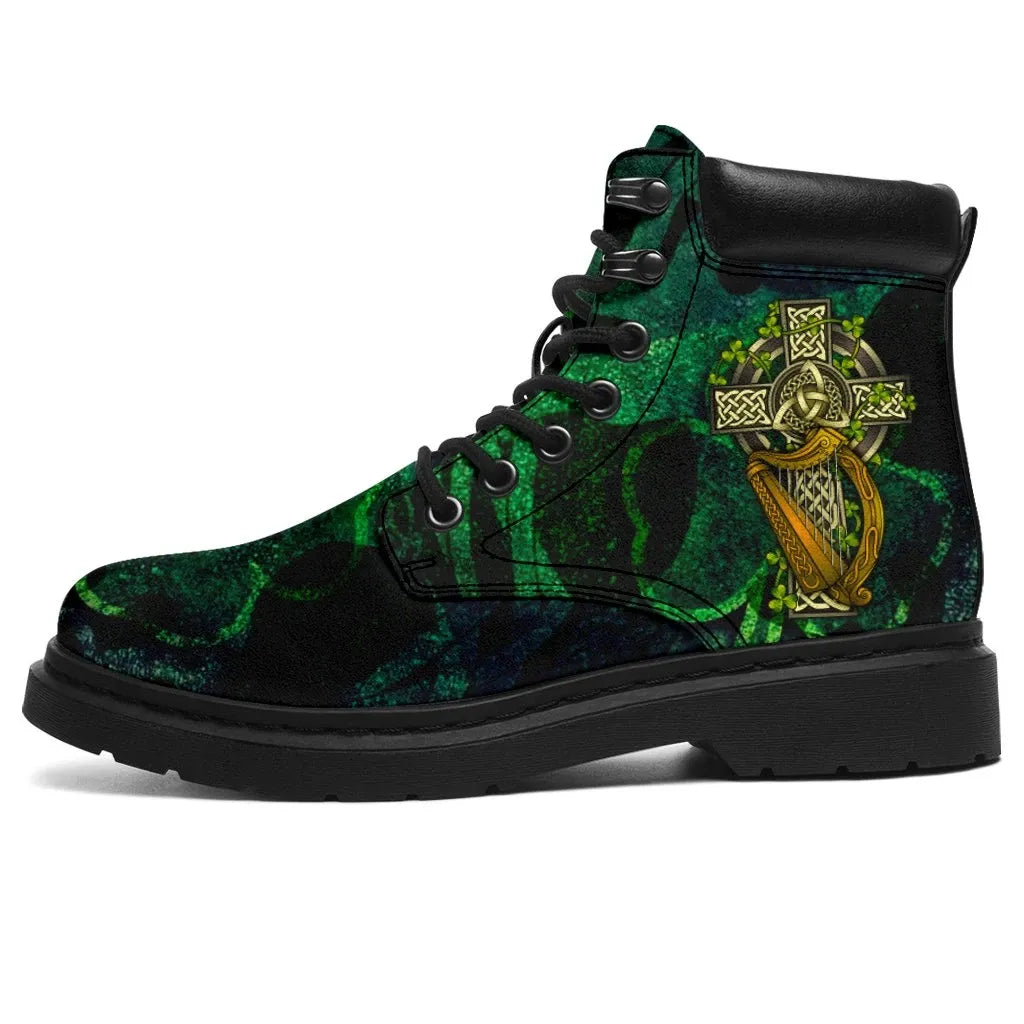 Ireland Celtic All Season Boots Ireland Coat Of Arms with Celtic Cross
