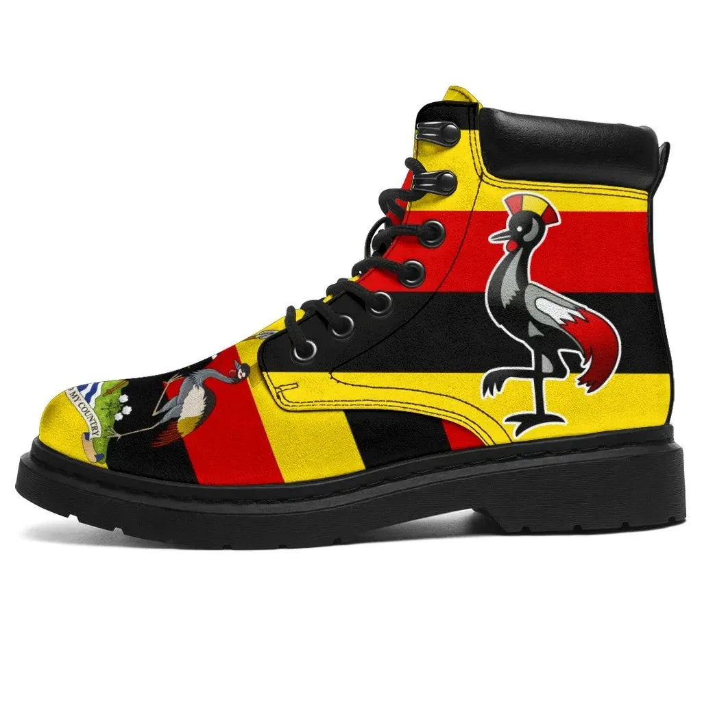 Uganda Pride All Season Boots Uganda Flag with Grey Crowned Crane