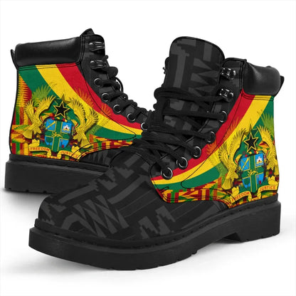 Ghana All season Boots Ghana Coat Of Arms and Kente Patterns