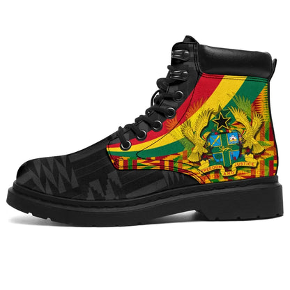 Ghana All season Boots Ghana Coat Of Arms and Kente Patterns