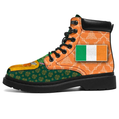 Celtic Ireland All Season Boots Irish Shamrock with Traditional Harp