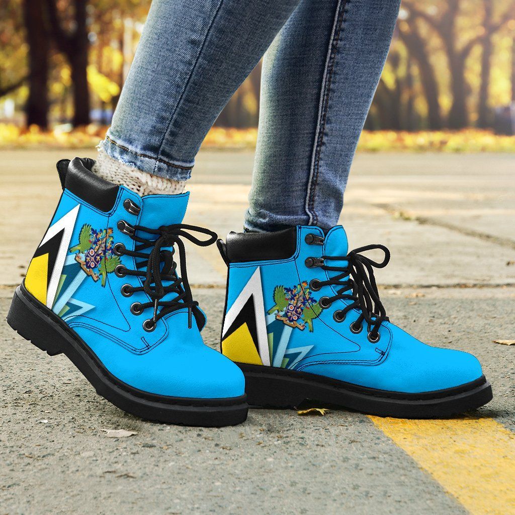 Saint Lucia All Season Boots Flag With Coat Of Arms
