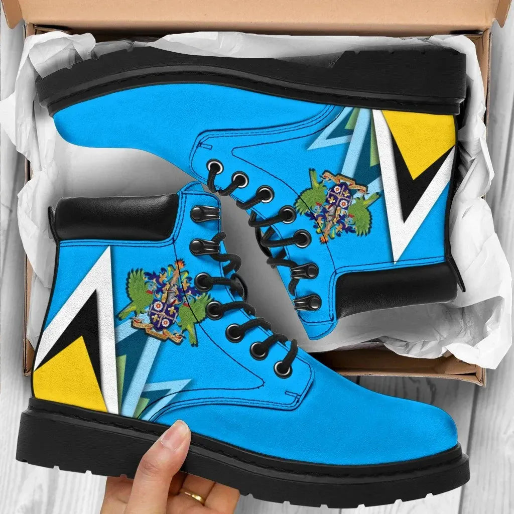 Saint Lucia All Season Boots Flag With Coat Of Arms