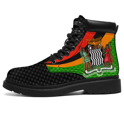 Zambia All Season Boots Zambia Flag and Coat Of Arms